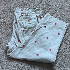 Talbots Signature Cropped Cotton Seashell Print‎ Khaki Pants Women’s Size 12P